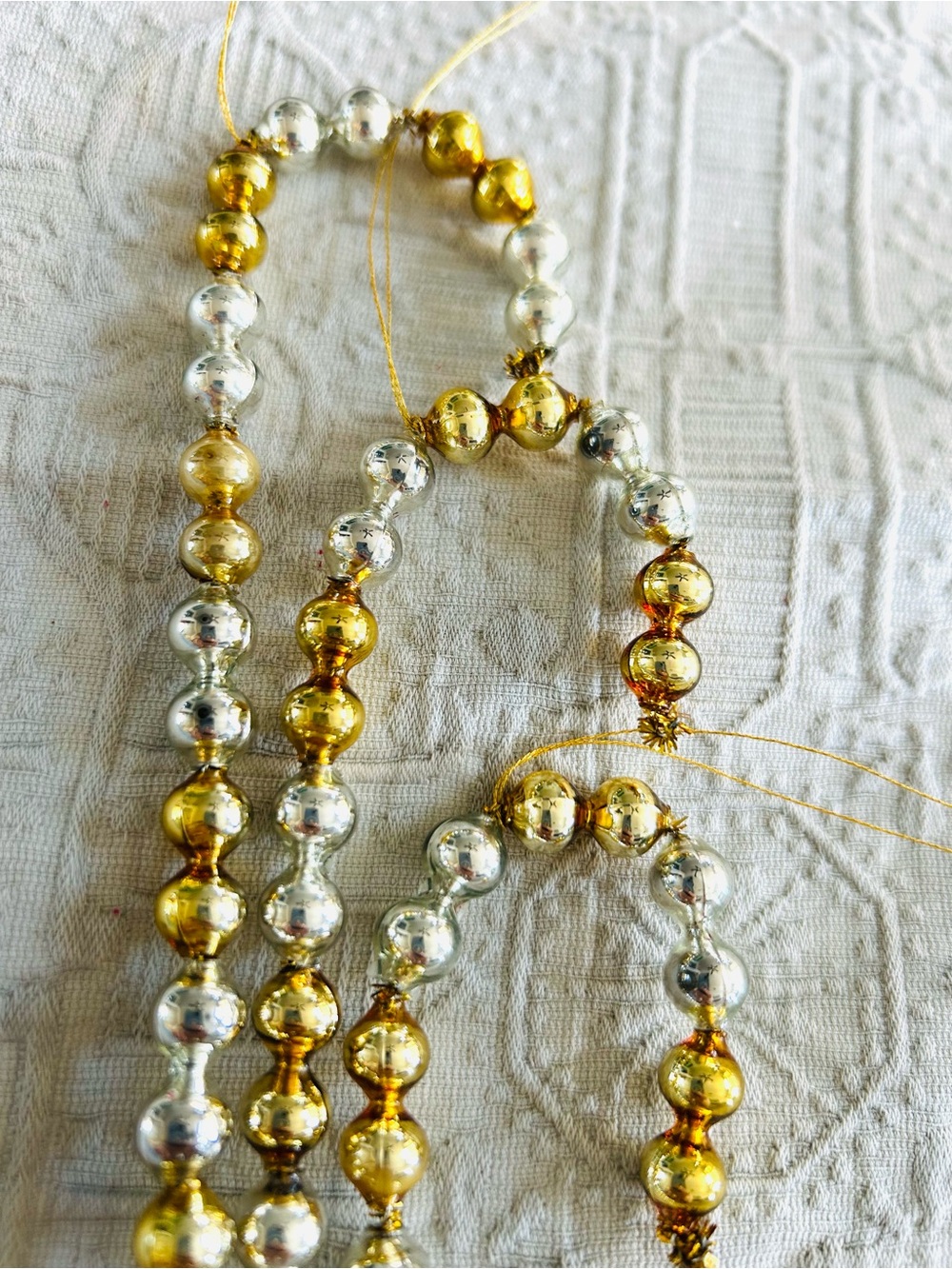 🎄 Vintage repurposed mercury glass bead candy cane holiday Christmas ornaments